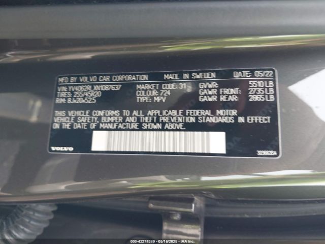 2022 VOLVO XC60 YV4062RLXN1087637 Photo 8