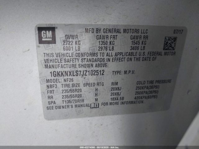 1GKKNXLS7JZ102512 GMC Acadia Denali