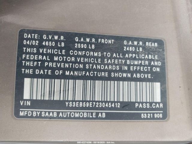 2002 SAAB 9-5 YS3EB59E723045412 Photo 8