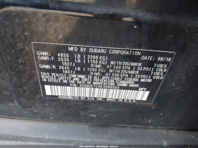 4S4BSETC6K3209553 Subaru Outback 3.6r Touring