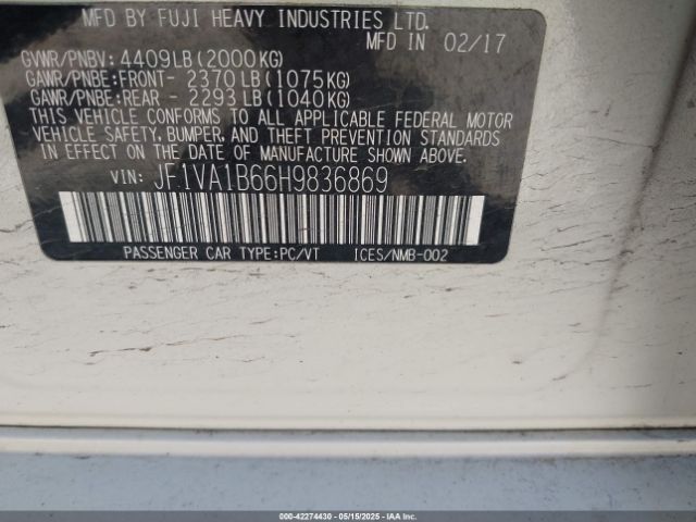 JF1VA1B66H9836869 Subaru WRX