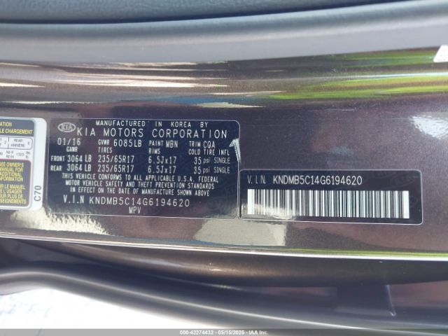 KNDMB5C14G6194620 KIA SEDONA LX