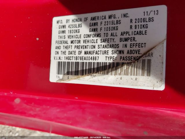 1HGCT1B76EA004867 Honda ACCORD EX