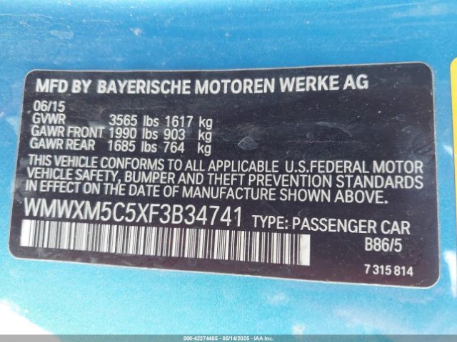 WMWXM5C5XF3B34741 Mini Hardtop Cooper