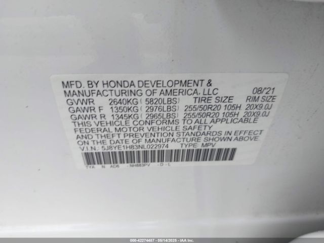 5J8YE1H83NL022974 Acura Mdx Advance Package