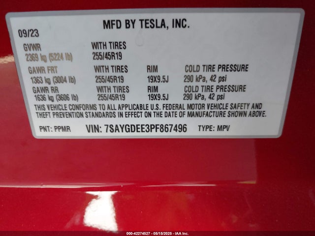 2023 TESLA MODEL Y 7SAYGDEE3PF867496 Photo 8