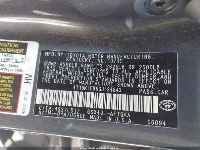 4T1BK1EB6GU194843 Toyota AVALON XLE