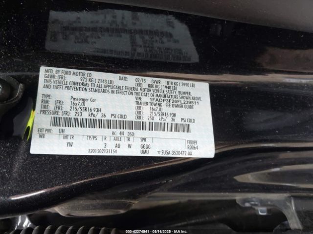 1FADP3F26FL239511 Ford FOCUS SE
