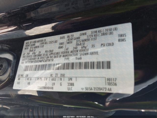 2022 FORD F-150 1FTFW1E83NFC07919 Photo 8