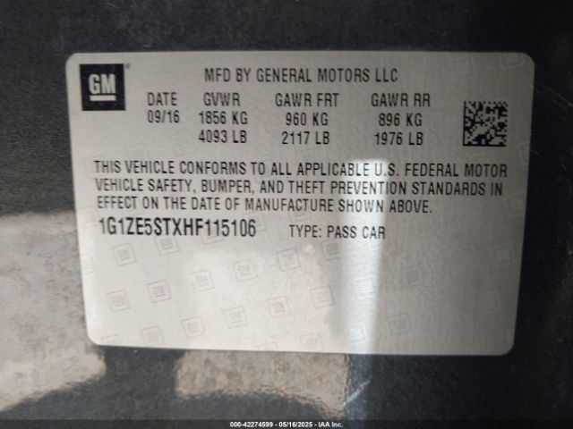 1G1ZE5STXHF115106 Chevrolet lfv - di: direct injection, vvt: variable valve timing, gen 1