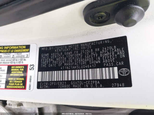 4T1NZ1AK5LU046417 Toyota CAMRY TRD
