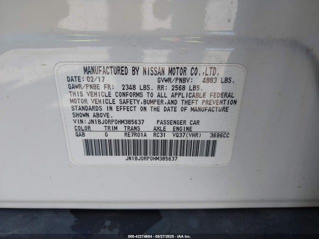 JN1BJ0RP0HM385637 Infiniti 2017