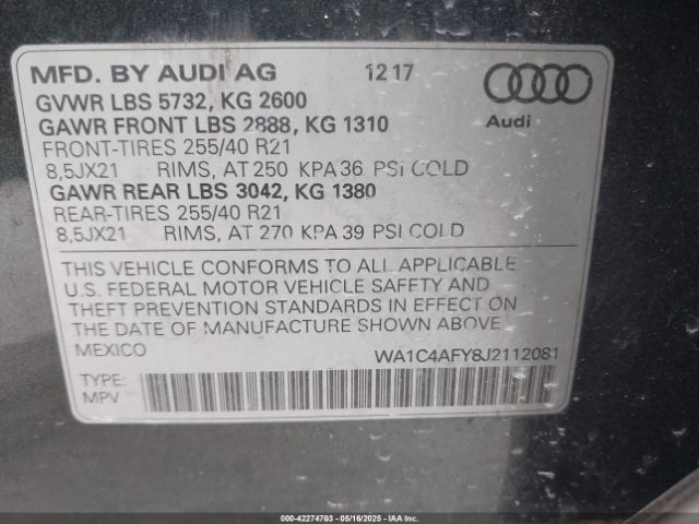 2018 AUDI SQ5 WA1C4AFY8J2112081 Photo 8