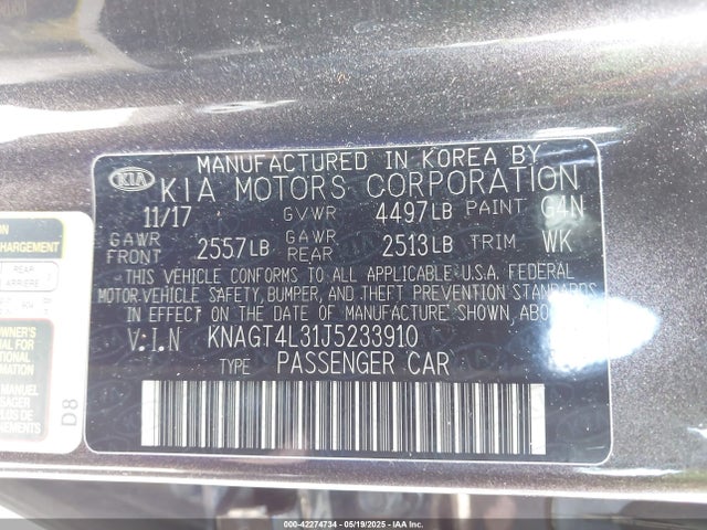 KNAGT4L31J5233910 KIA kmc g 2.4 dohc gdi
