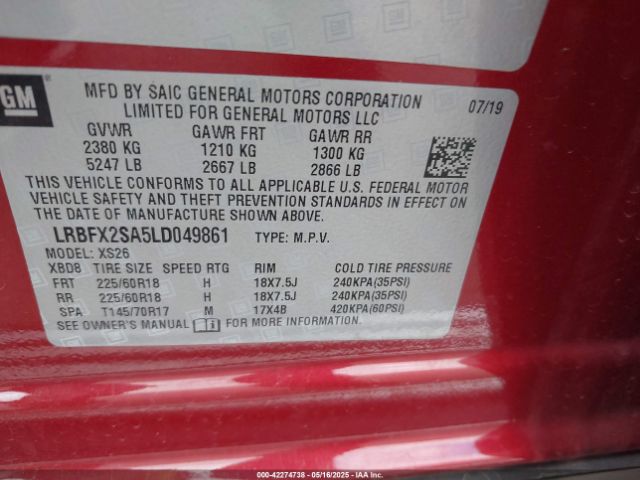 LRBFX2SA5LD049861 Buick Envision Awd Essence