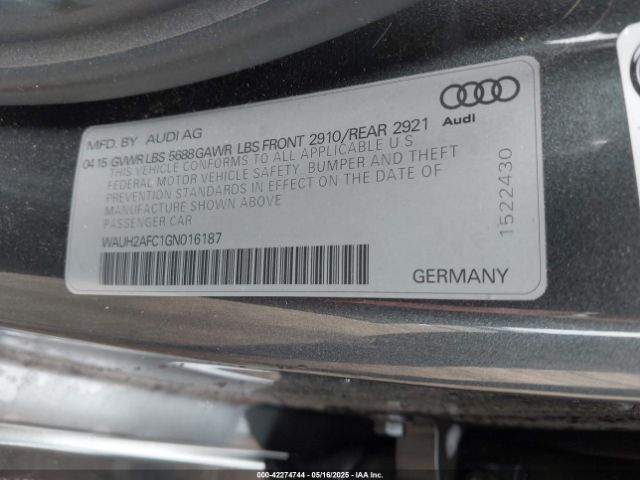 WAUH2AFC1GN016187 Audi S6 4.0t Premium Plus