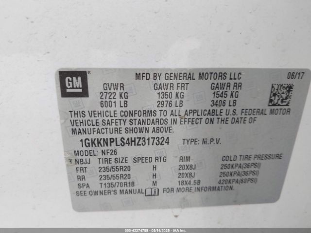 1GKKNPLS4HZ317324 GMC Acadia Denali