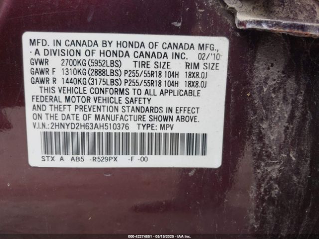 2010 ACURA MDX 2HNYD2H63AH510376 Photo 8