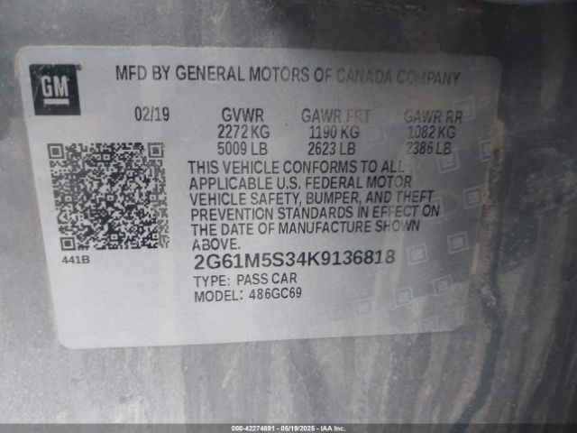 2019 CADILLAC XTS 2G61M5S34K9136818 Photo 8