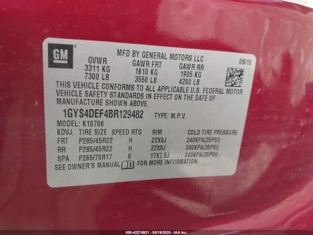 2011 CADILLAC ESCALADE 1GYS4DEF4BR129482 Photo 8