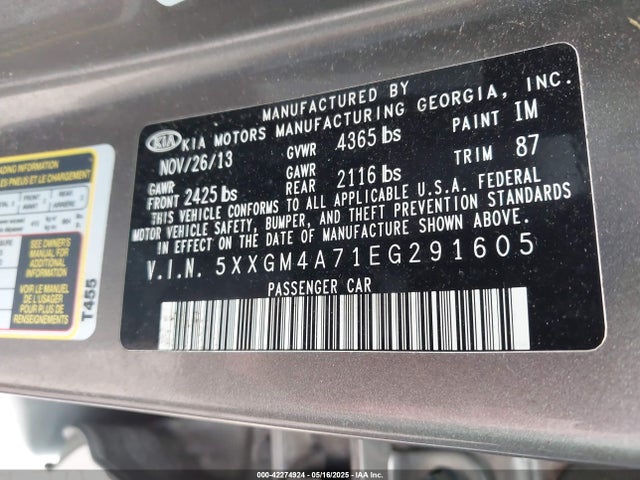 5XXGM4A71EG291605 KIA Optima Lx