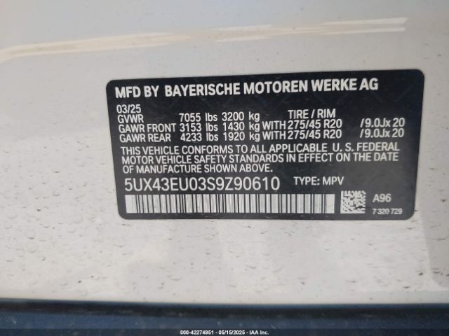 2025 BMW X5 PHEV 5UX43EU03S9Z90610 Photo 8