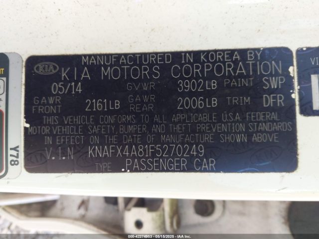 KNAFX4A81F5270249 KIA FORTE EX