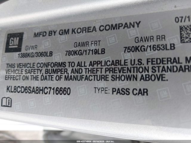 KL8CD6SA8HC716660 Chevrolet Spark 1lt Cvt