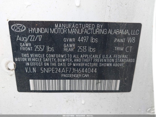 5NPE24AF7JH644044 Hyundai SONATA SE