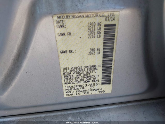 1N4AL3AP0EC328555 Nissan Altima 2.5 Sv