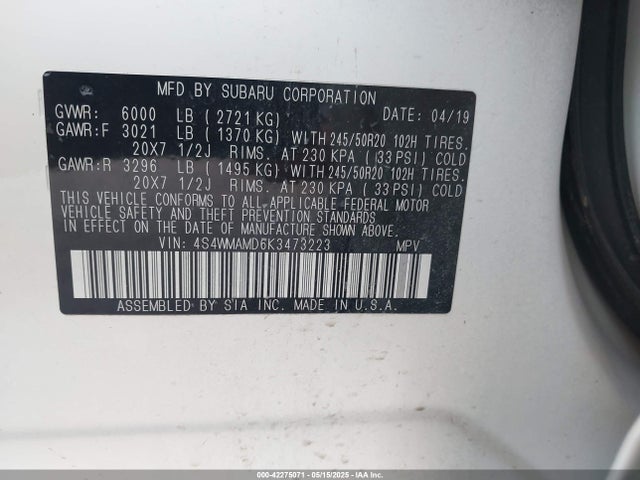 Subaru 2019 2019 4S4WMAMD6K3473223 Image 9