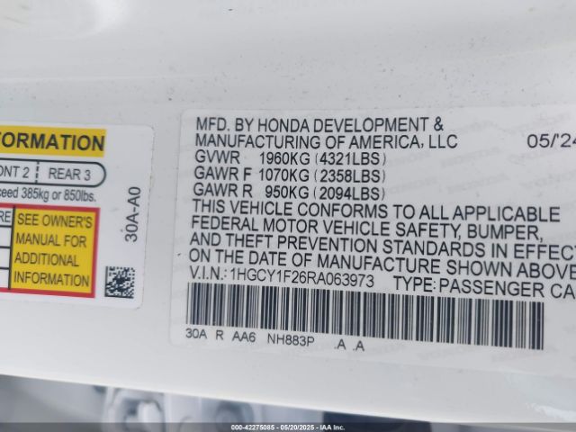 2024 HONDA ACCORD 1HGCY1F26RA063973 Photo 8