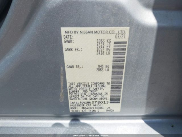 2021 NISSAN ALTIMA 1N4BL4DVXMN378015 Photo 8