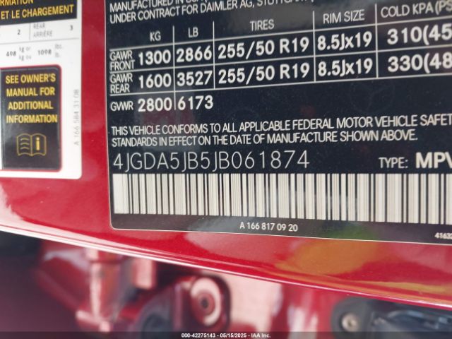 4JGDA5JB5JB061874 Mercedes-Benz m276