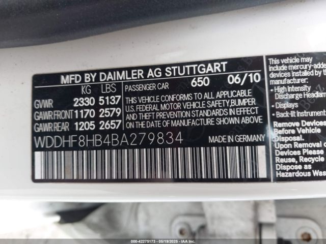 2011 MERCEDES-BENZ E 350 WDDHF8HB4BA279834 Photo 8