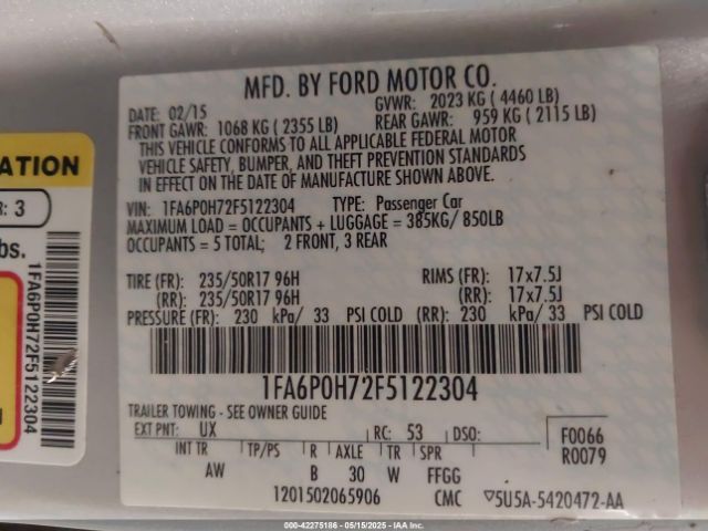 1FA6P0H72F5122304 Ford 2015