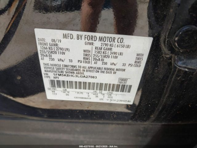 2020 FORD EXPLORER 1FM5K8HC3LGA27083 Photo 8