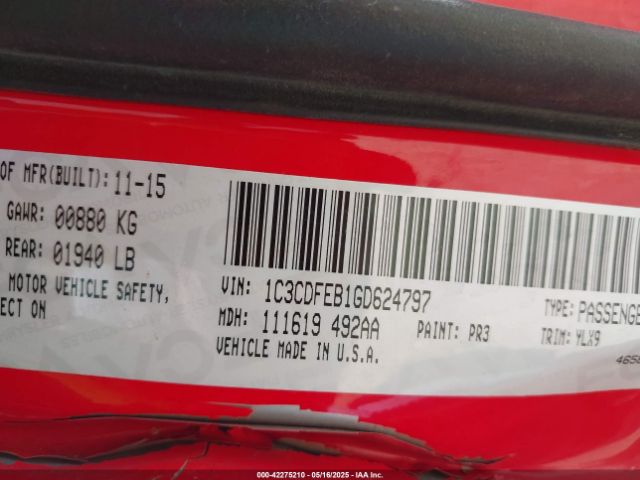 1C3CDFEB1GD624797 Dodge Dart
