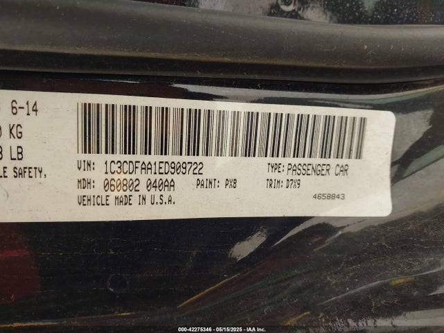 1C3CDFAA1ED909722 Dodge DART SE