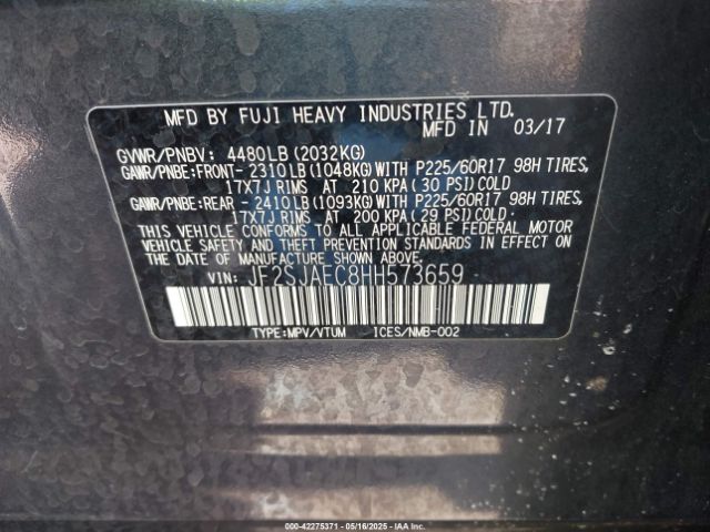 JF2SJAEC8HH573659 Subaru Forester 2.5i Premium
