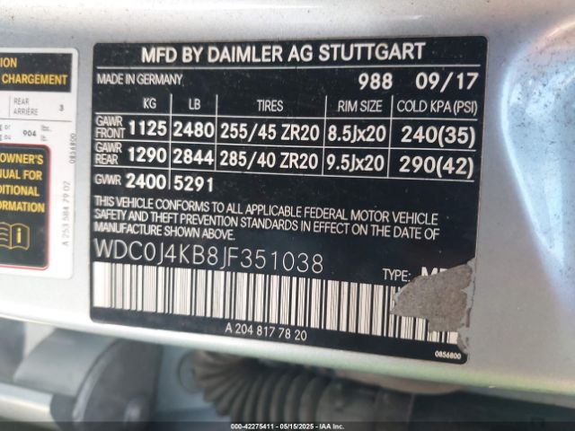 WDC0J4KB8JF351038 Mercedes-Benz Glc 300 Coupe 4matic