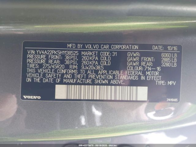 2017 VOLVO XC90 YV4A22PK5H1138525 Photo 8