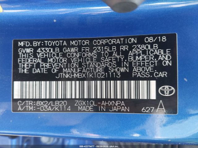2019 TOYOTA C-HR JTNKHMBX1K1021113 Photo 8