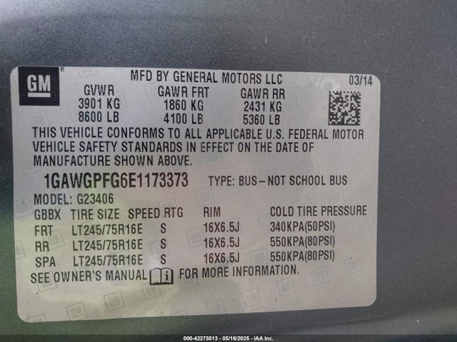 1GAWGPFG6E1173373 Chevrolet Express 2500 Ls