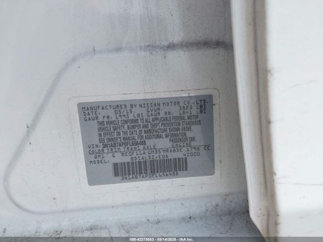 3N1AB7AP0FL656488 Nissan Sentra Fe+ S/s/sl/sr/sv
