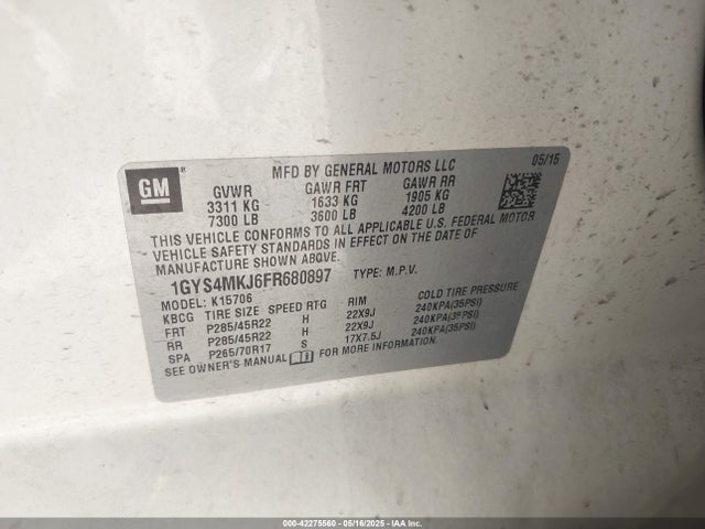2015 CADILLAC ESCALADE 1GYS4MKJ6FR680897 Photo 8