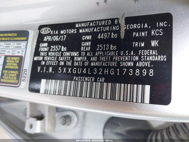 5XXGU4L32HG173898 KIA g 2.4 dohc gdi