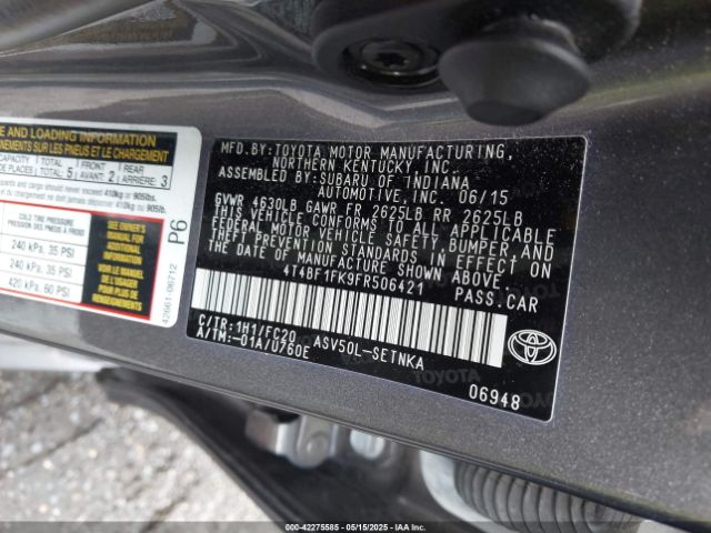 4T4BF1FK9FR506421 Toyota CAMRY LE