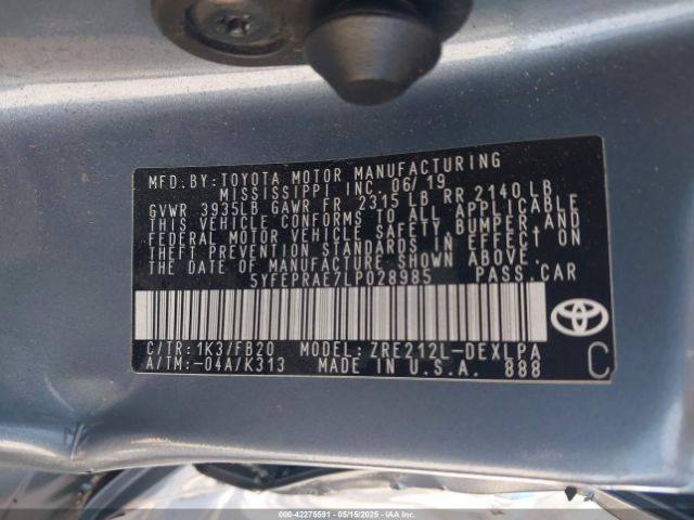 5YFEPRAE7LP028985 Toyota COROLLA LE