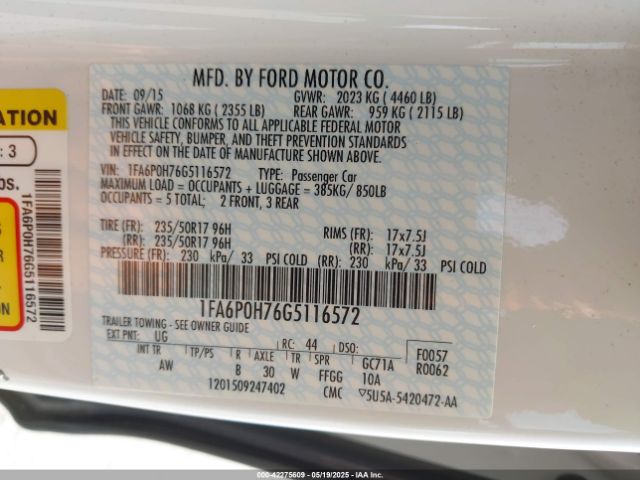 1FA6P0H76G5116572 Ford FUSION SE